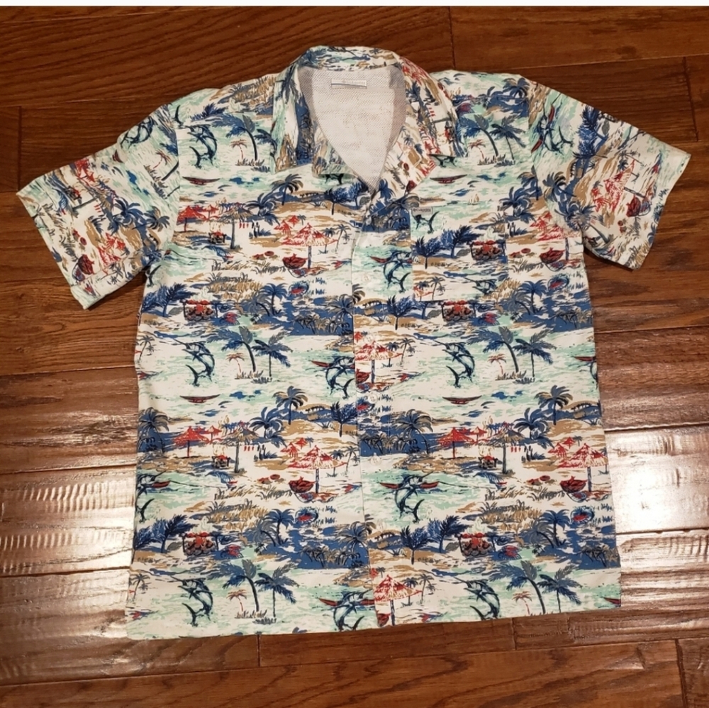 COLUMBIA Men's PFG Island Print Fishing Shirt - Size Medium